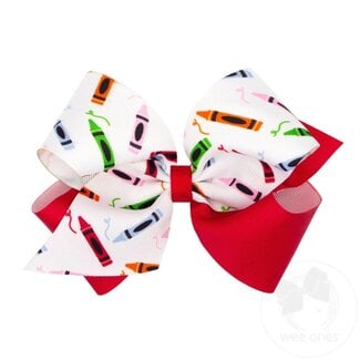 Wee Ones Grosgrain Bow Back to School Print Crayons |  KING