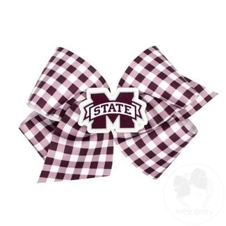 Wee Ones Mississippi State Gingham Bow with Logo Patch | King