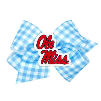 Wee Ones Ole Miss Gingham Bow with Logo Patch | King