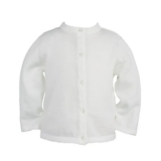 Petit Ami Scalloped Edge Cardigan Sweater | White