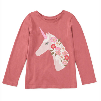 Tea Collection Floral Unicorn Graphic Tee
