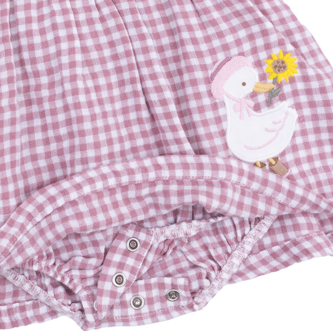 Angel Dear Berry Gingham | Long Sleeve Ruffle Bubble with Skirt