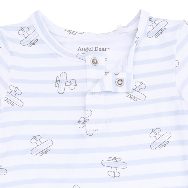Angel Dear Airplane Stripe | Henley Bodysuit