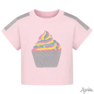 Azarhia Sequin Cupcake Pink Boxy Tee