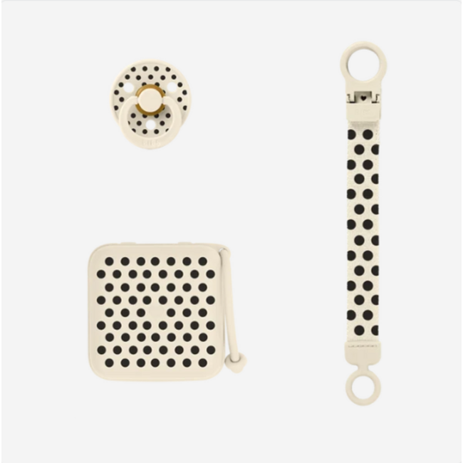 Bibs Soothe & Go Polka Dot Gift Set | Ivory & Black