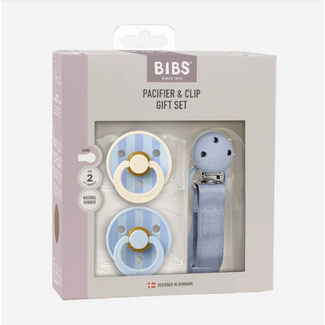 Bibs Pacifier & Loop Clip Gift Set | Dusty Blue
