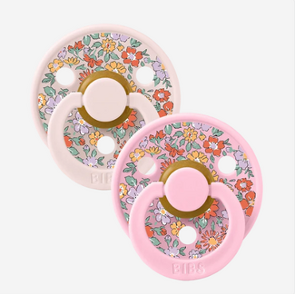 Bibs Pacifiers (2 Pack) | Round SIZE 1  | BIBS x LIBERTY Oscar Meadow Petal Mix