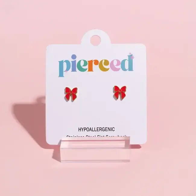 Pierced Co. Red Bow Earrings