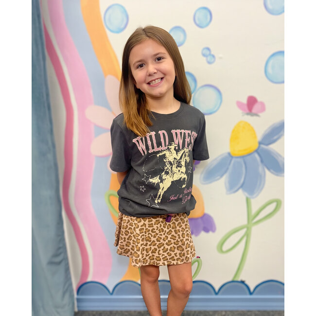 Paper Flower Animal Print Skort
