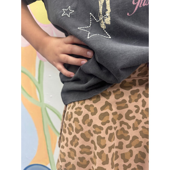 Paper Flower Animal Print Skort