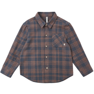 Rylee + Cru Collared Long Sleeve Shirt Midnight Plaid