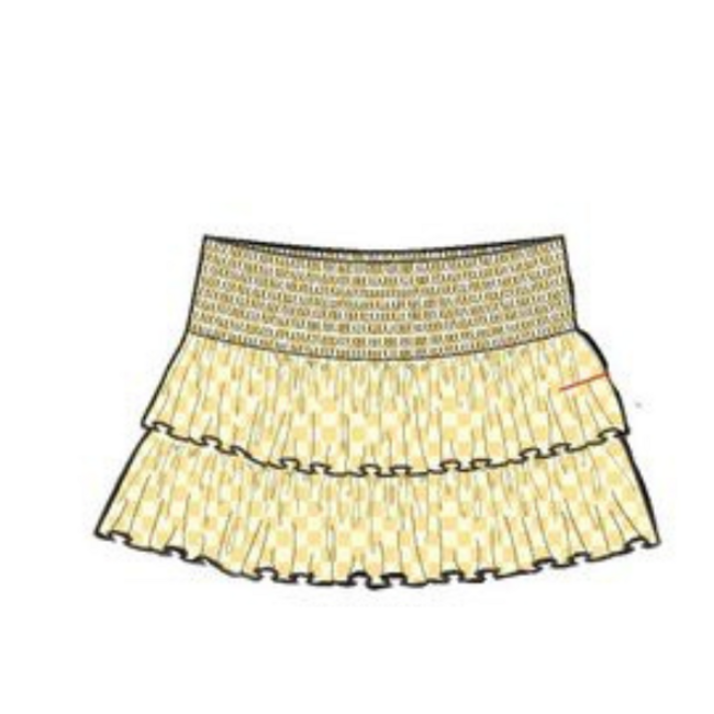Paper Flower Smocked Waistband Checkered Skort | Afterglow