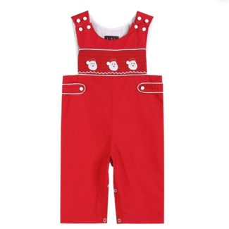 Red & White Santa Smocked Overalls
