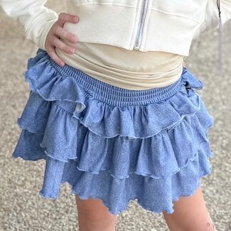 Sweet Soul Denim Ruffle Skort