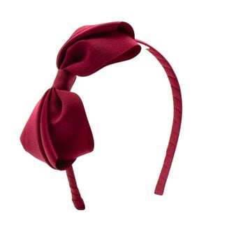 Wee Ones Mini King Pleated Grosgrain Bow on Headband | Cranberry