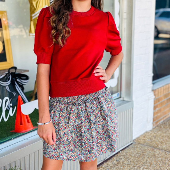Pleat Collection Sally Skirt | Winter Wildflowers
