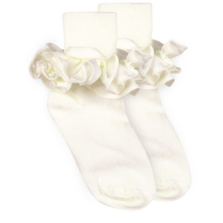 Jefferies Socks Ruffle Lace Turn Cuff Socks | Ivory