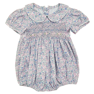 Sweet Dreams Lily Printed Smocked SS Collar Bubble