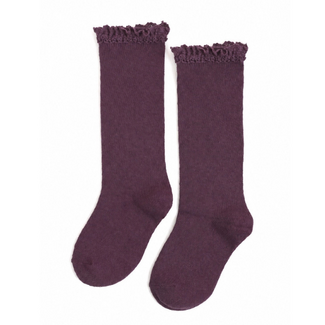 Little Stocking Co. Plum Lace Top Knee High Socks