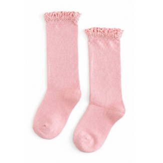 Little Stocking Co. Quartz Pink Lace Top Knee High Socks