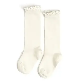Little Stocking Co. Ivory Lace Top Knee High Socks