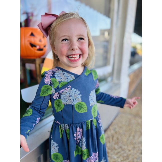 Tea Collection Long Sleeve Wrap Neck Dress | Cornwall Hydrangeas