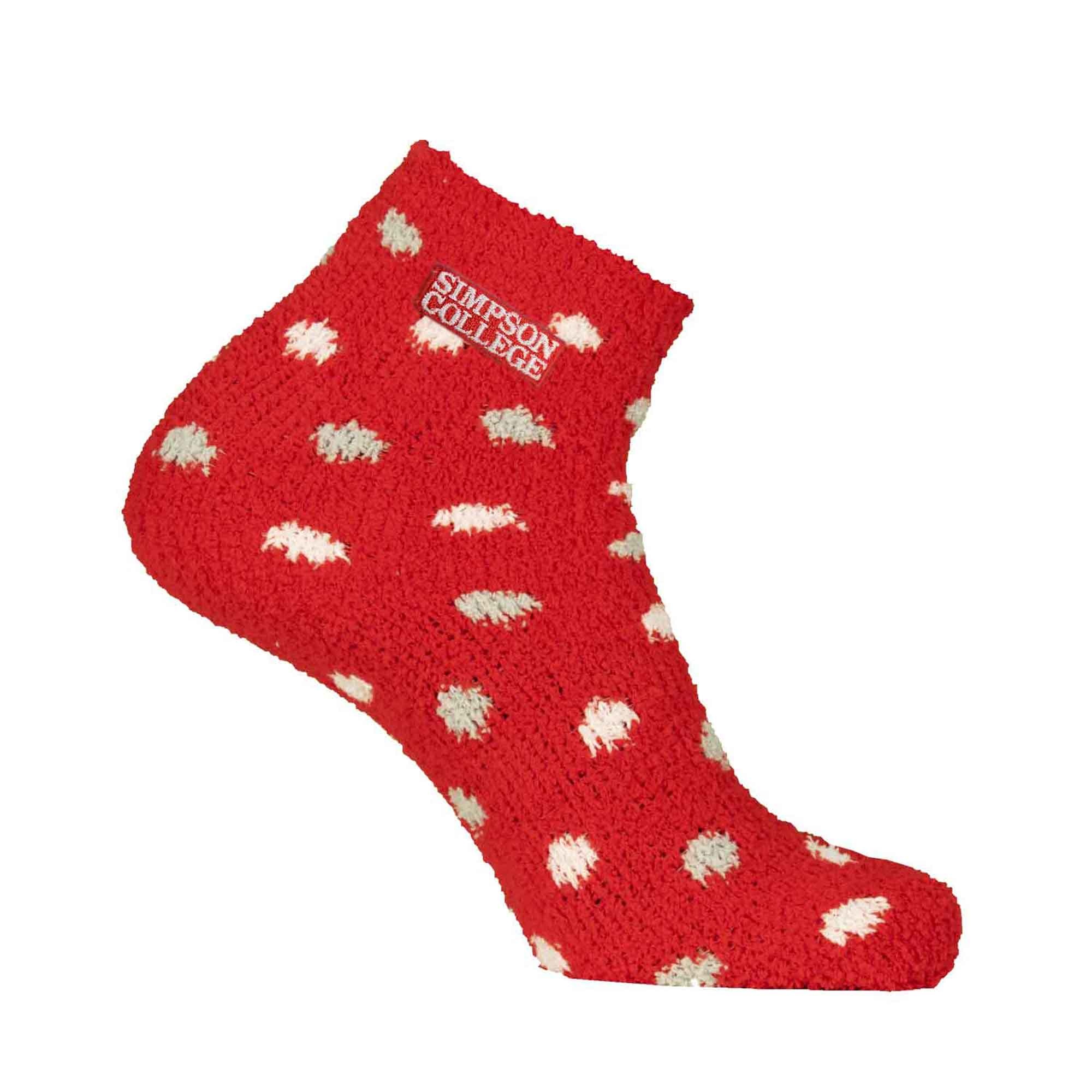 Twin City Knitting Polkadot Fuzzy Sock Simpson College Spirit Shop