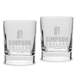 Campus Crystal DROP SHIP - Square Double Old Fashioned Glasses Set