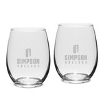 Campus Crystal DROP SHIP - Stemless White Wine Glasses Set