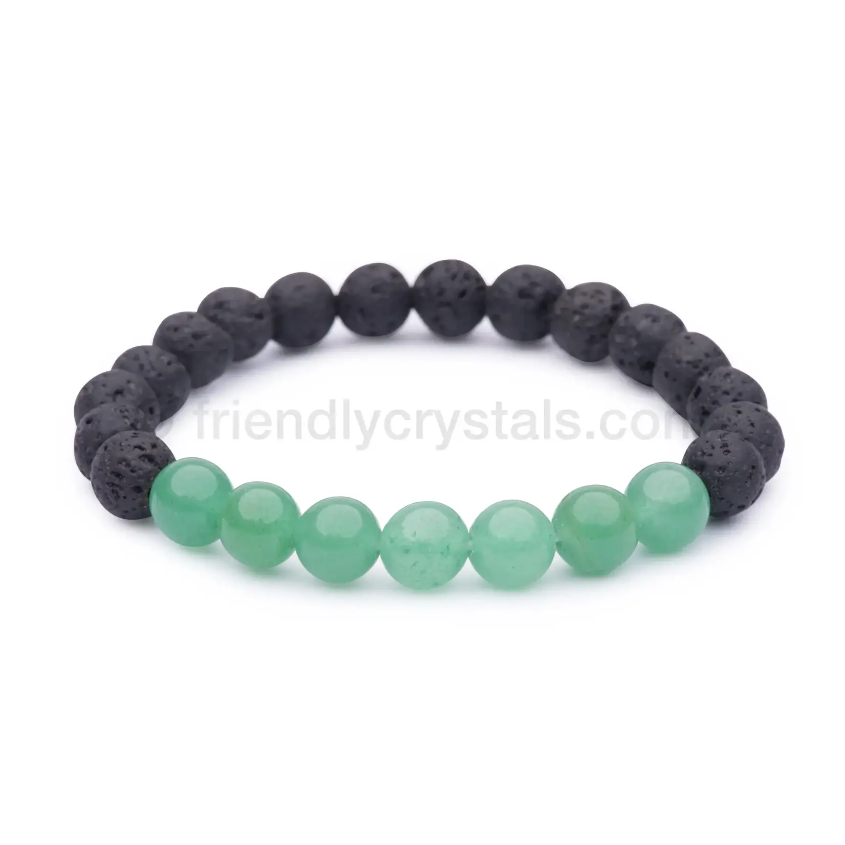 Friendly Crystals Green Aventurine Lava Bracelet (Luck)