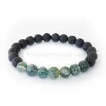 Friendly Crystals Moss Agate Lava Bracelet (Stress Relief)
