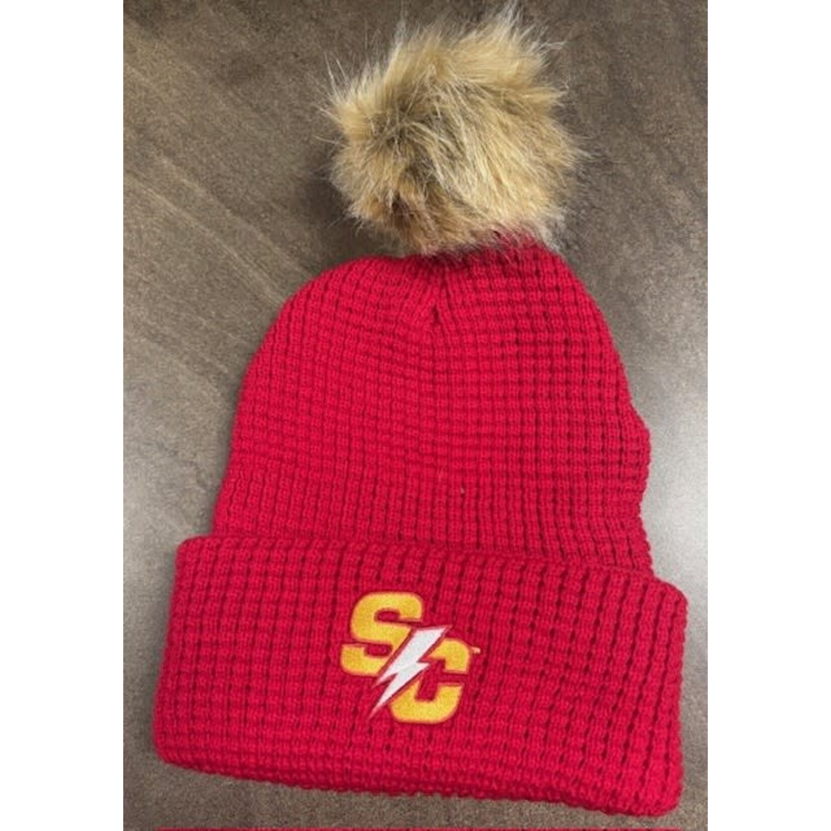 LogoFit Knitted Hat W/ Fir Ball - Red