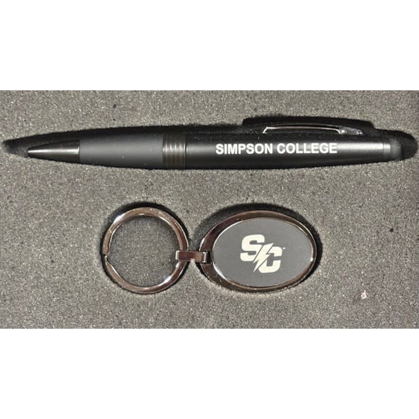 LXG Black Pen and Oval Keychain Gift Set