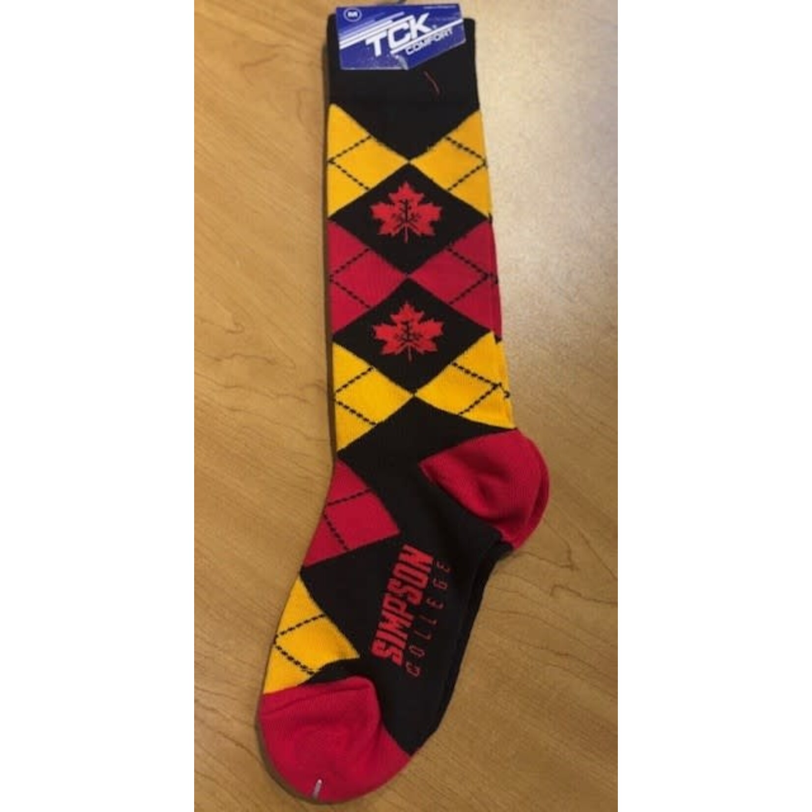 TCK Argyle Mid-Calf Sock (Blk/Gld/Scrlt) Medium