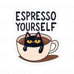 Sticker Cabana Espresso Yourself Cat in Coffee Mug Sticker