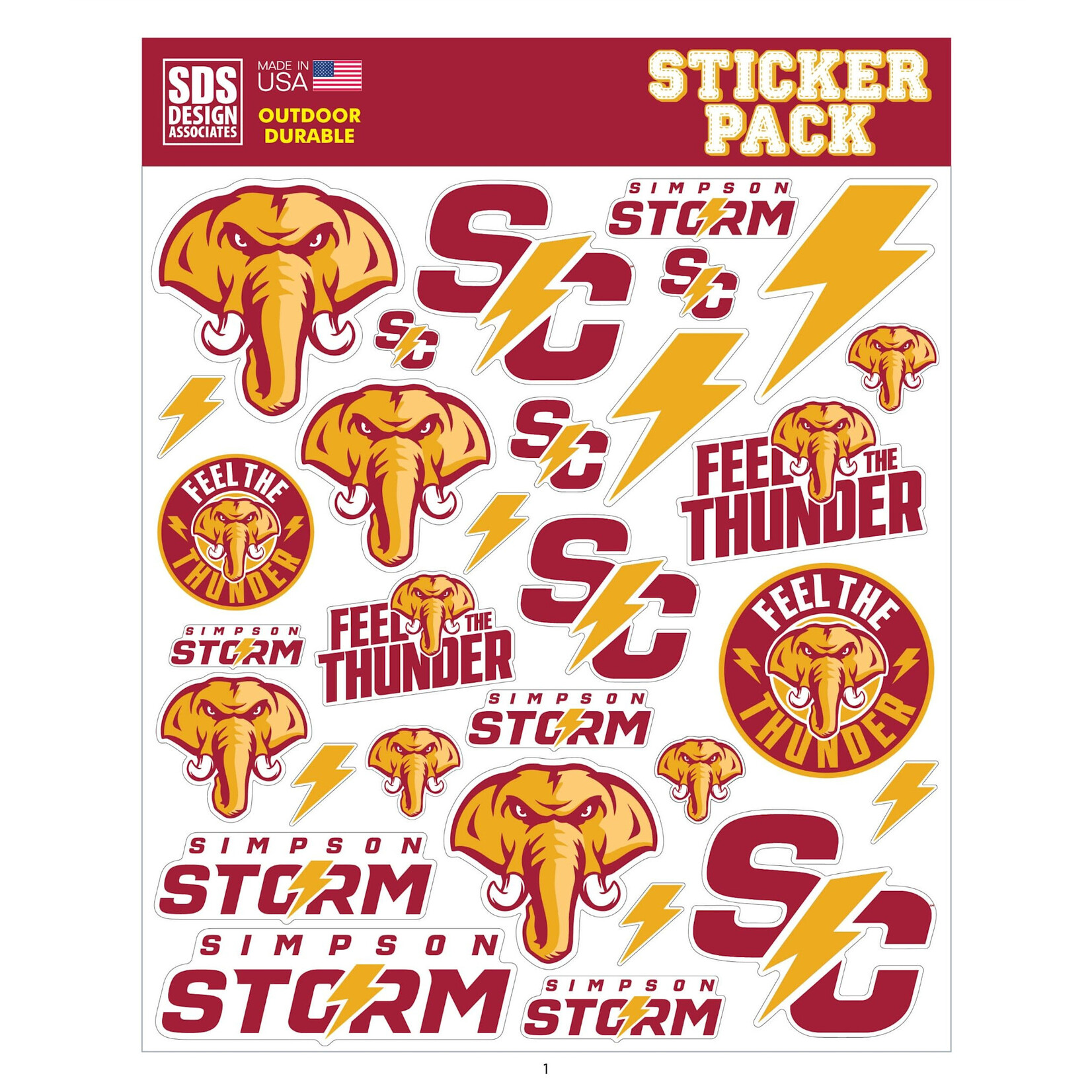 SDS Designs Simpson College Sticker Sheet
