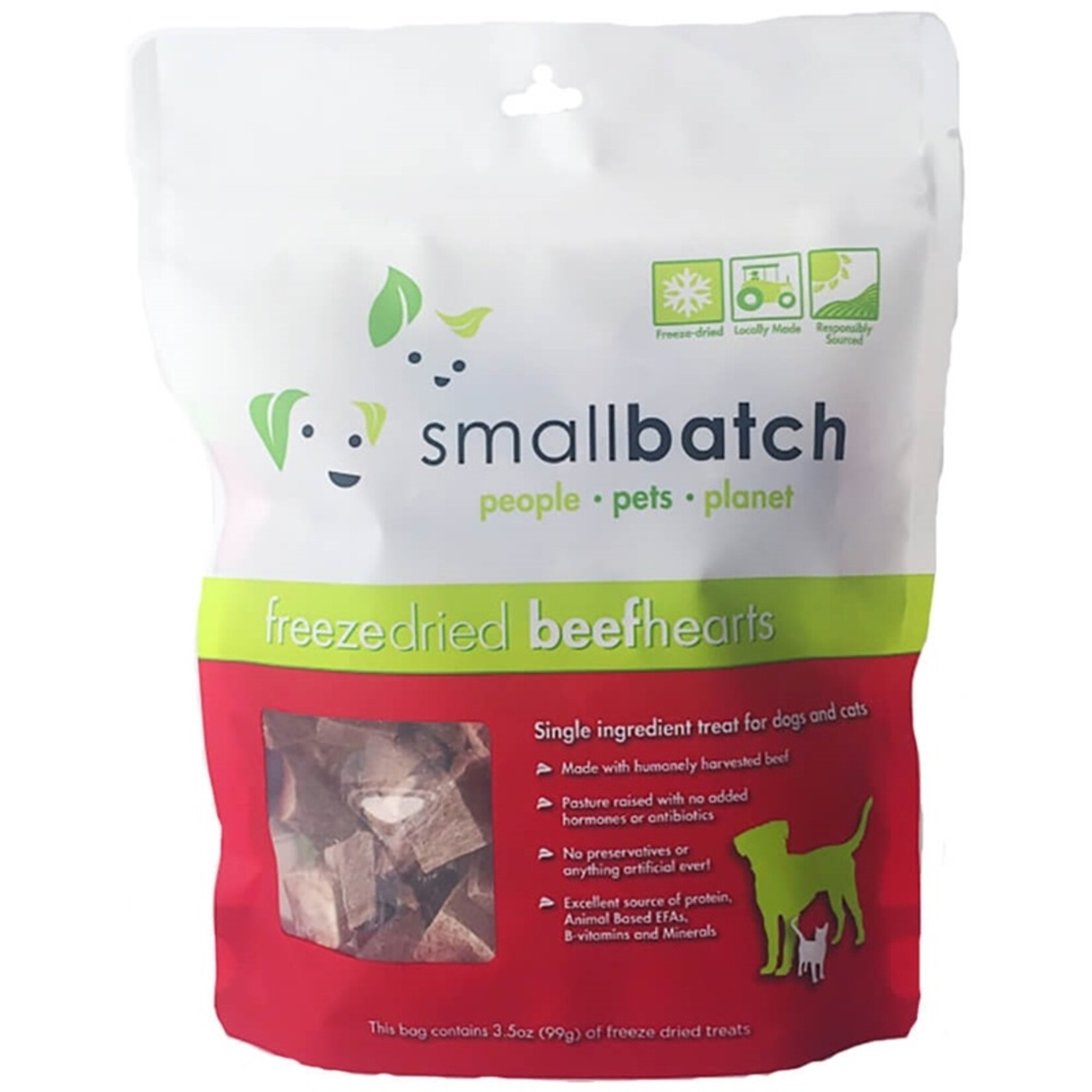 SMALLBATCH DOG CAT BEEF HEARTS FD TREAT 3.5OZ
