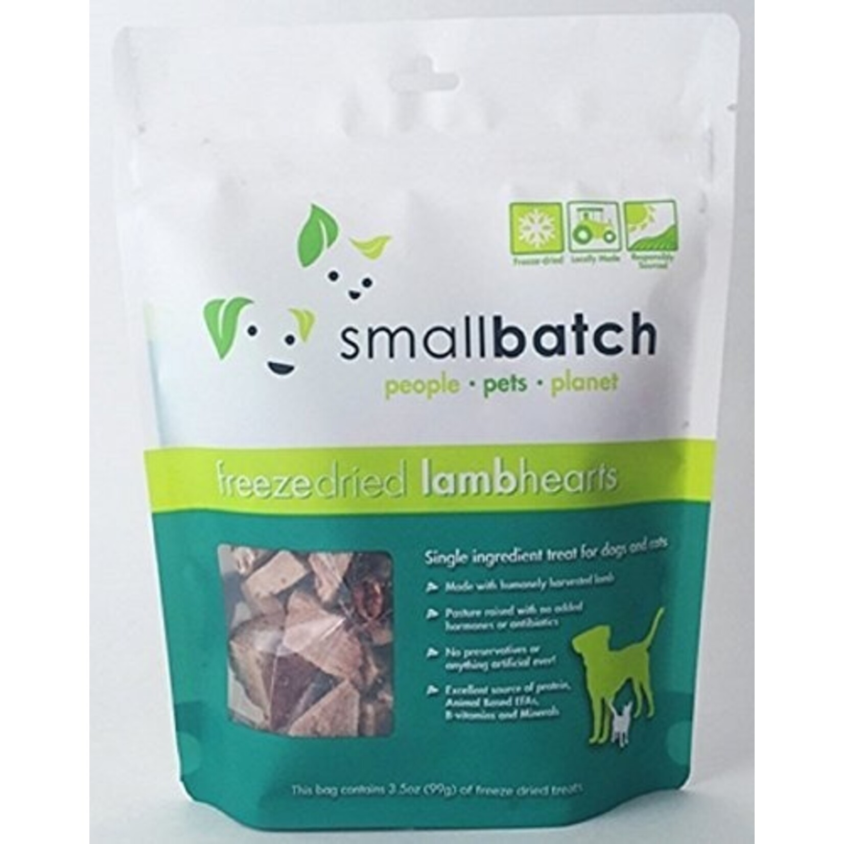 SMALLBATCH DOG CAT LAMB HEARTS FD TREAT 3.5OZ