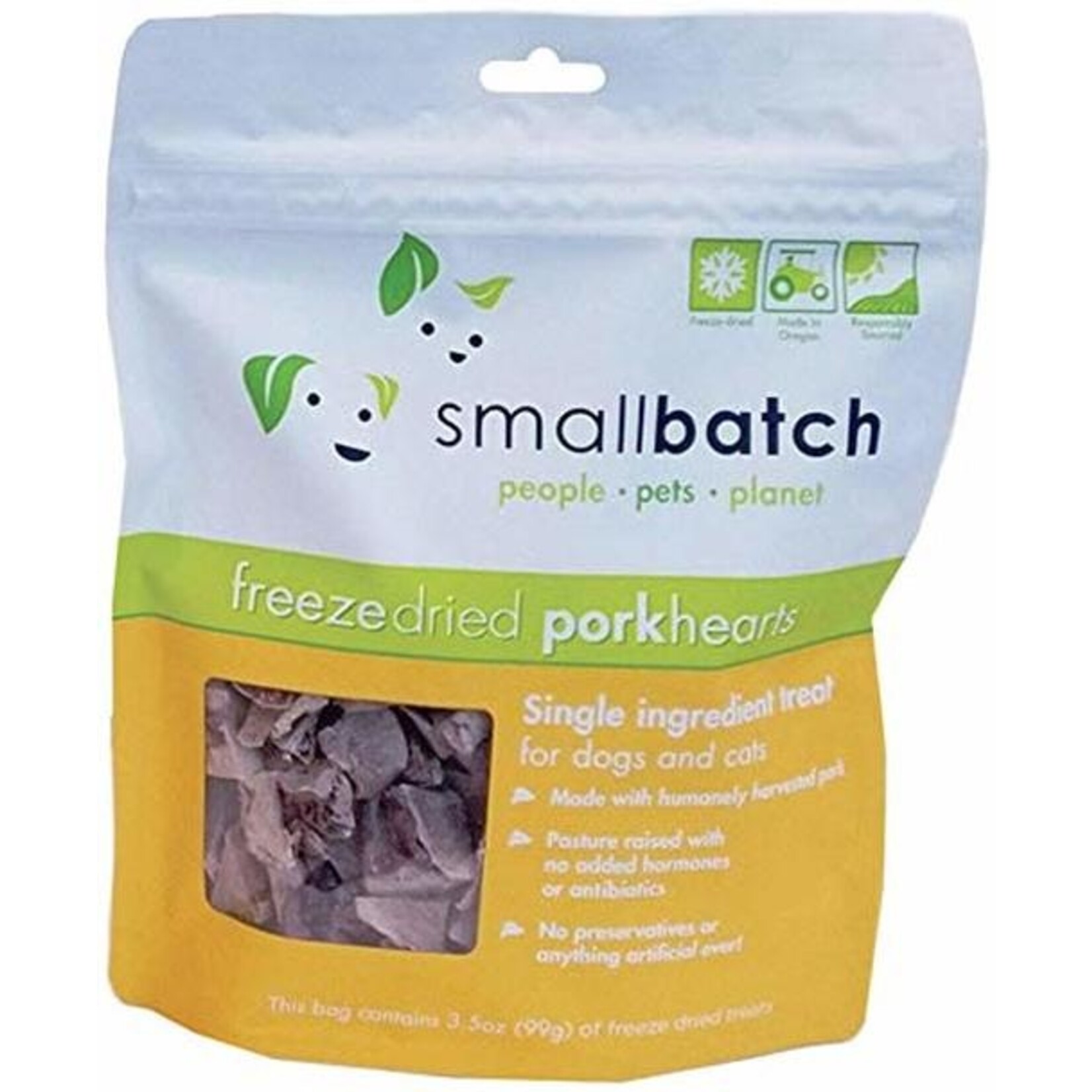 SMALLBATCH DOG CAT PORK HEARTS FD TREAT 3.5OZ