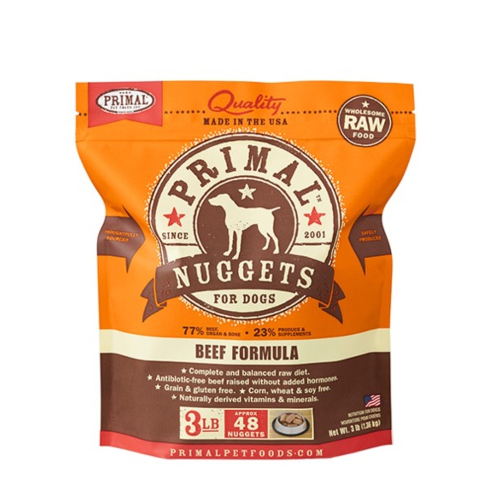 PRIMAL PET FOODS DOG NUGGETS BEEF FROZEN 3LB