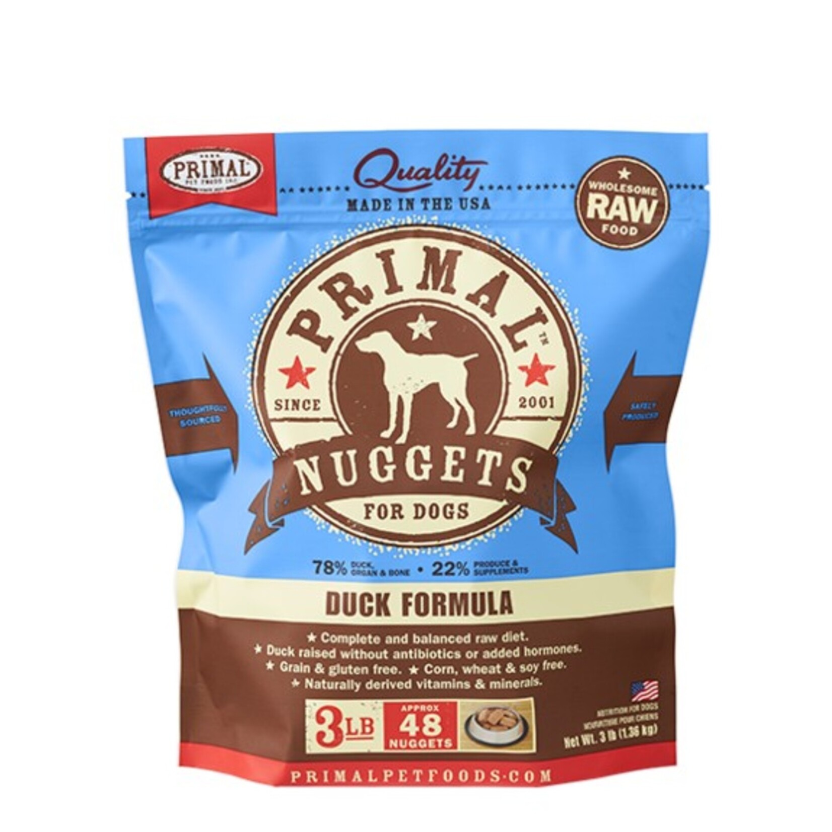 PRIMAL PET FOODS DOG NUGGETS DUCK FROZEN 3LB