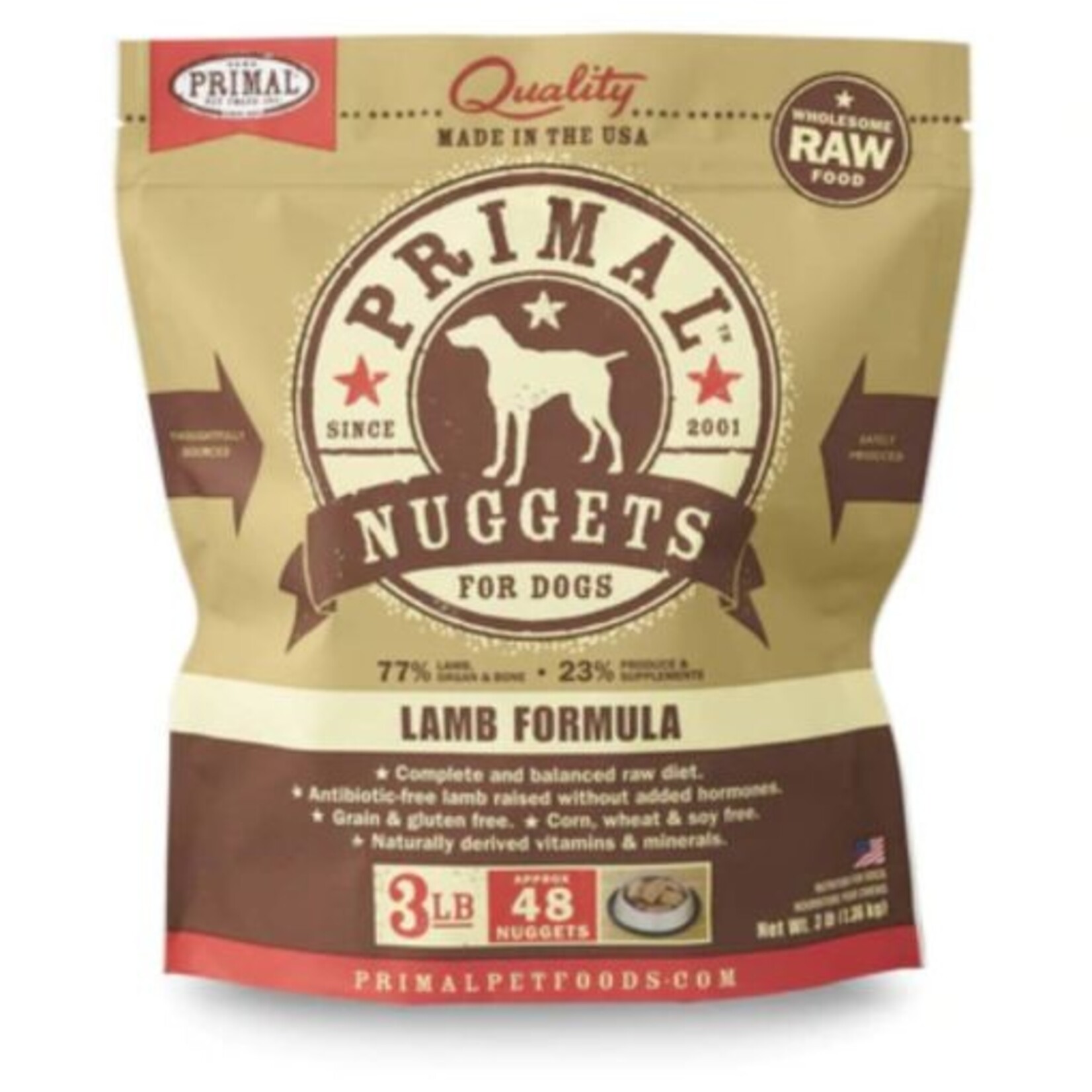 PRIMAL PET FOODS DOG NUGGETS LAMB FROZEN 3LB
