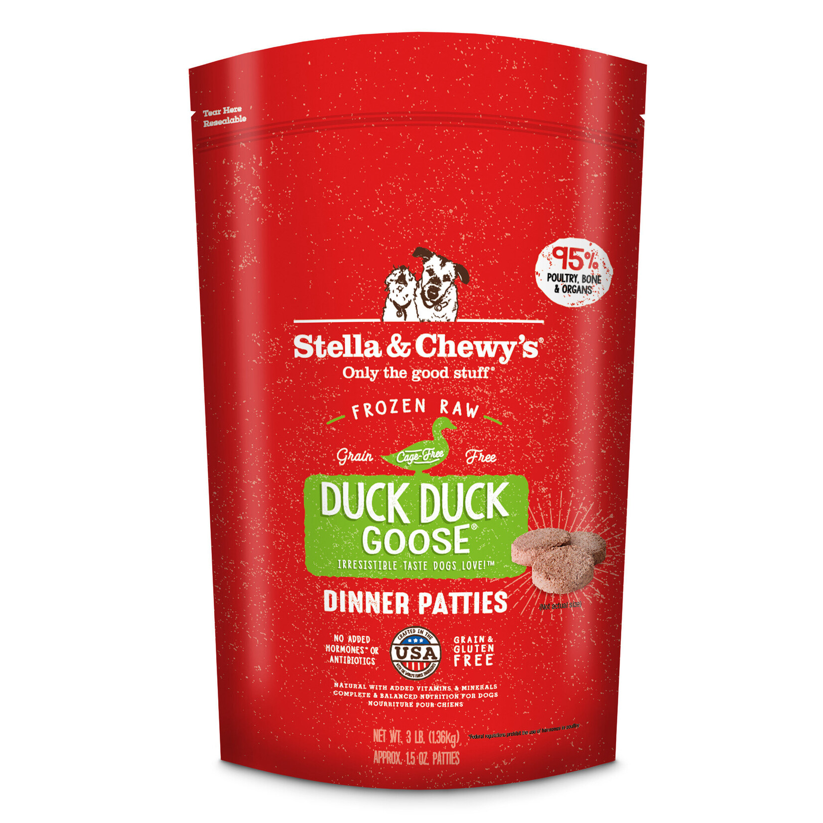 STELLA & CHEWY'S DOG PATTIES DUCK FROZEN 3LB