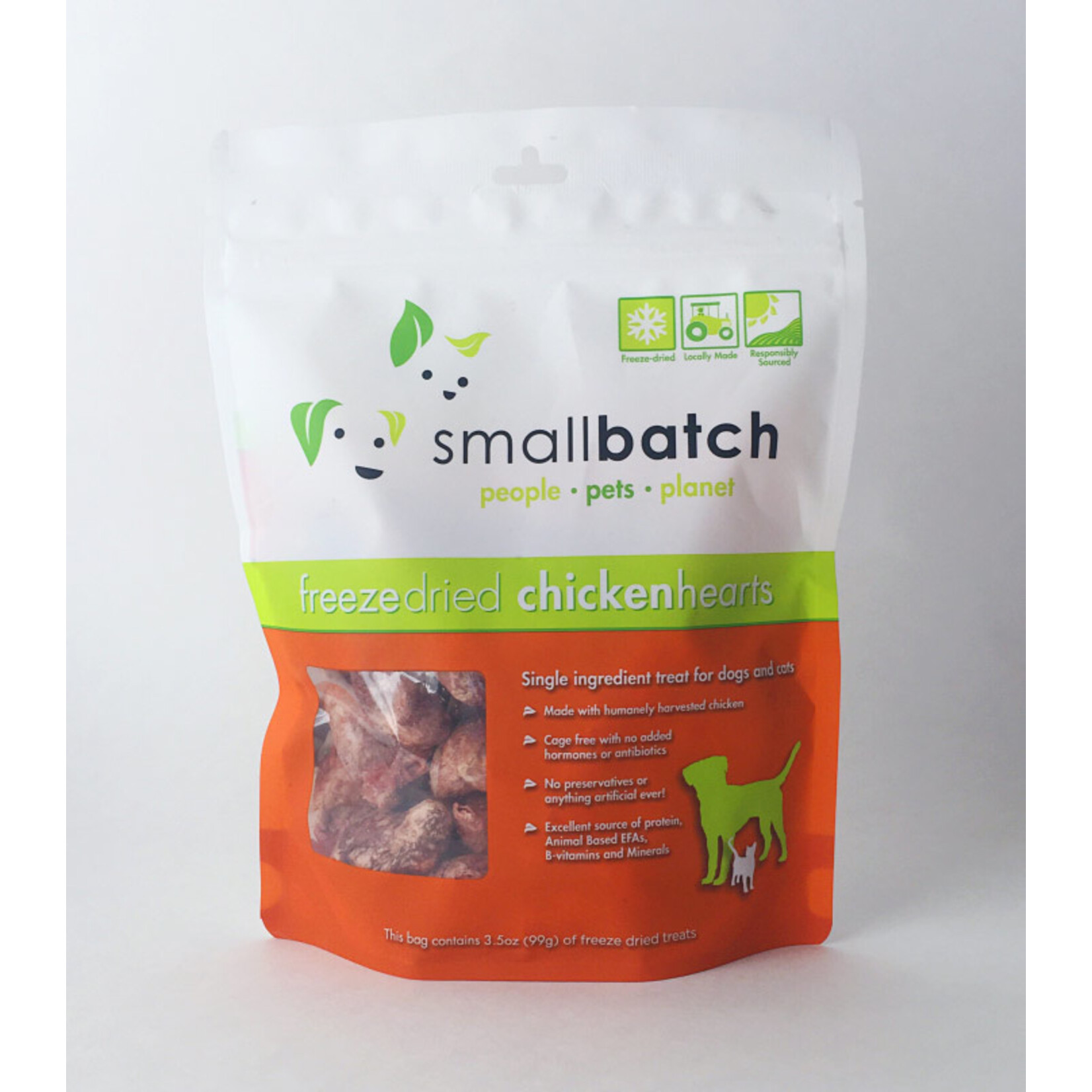 SMALLBATCH DOG CAT CHICKEN HEARTS FD TREAT 3.5OZ