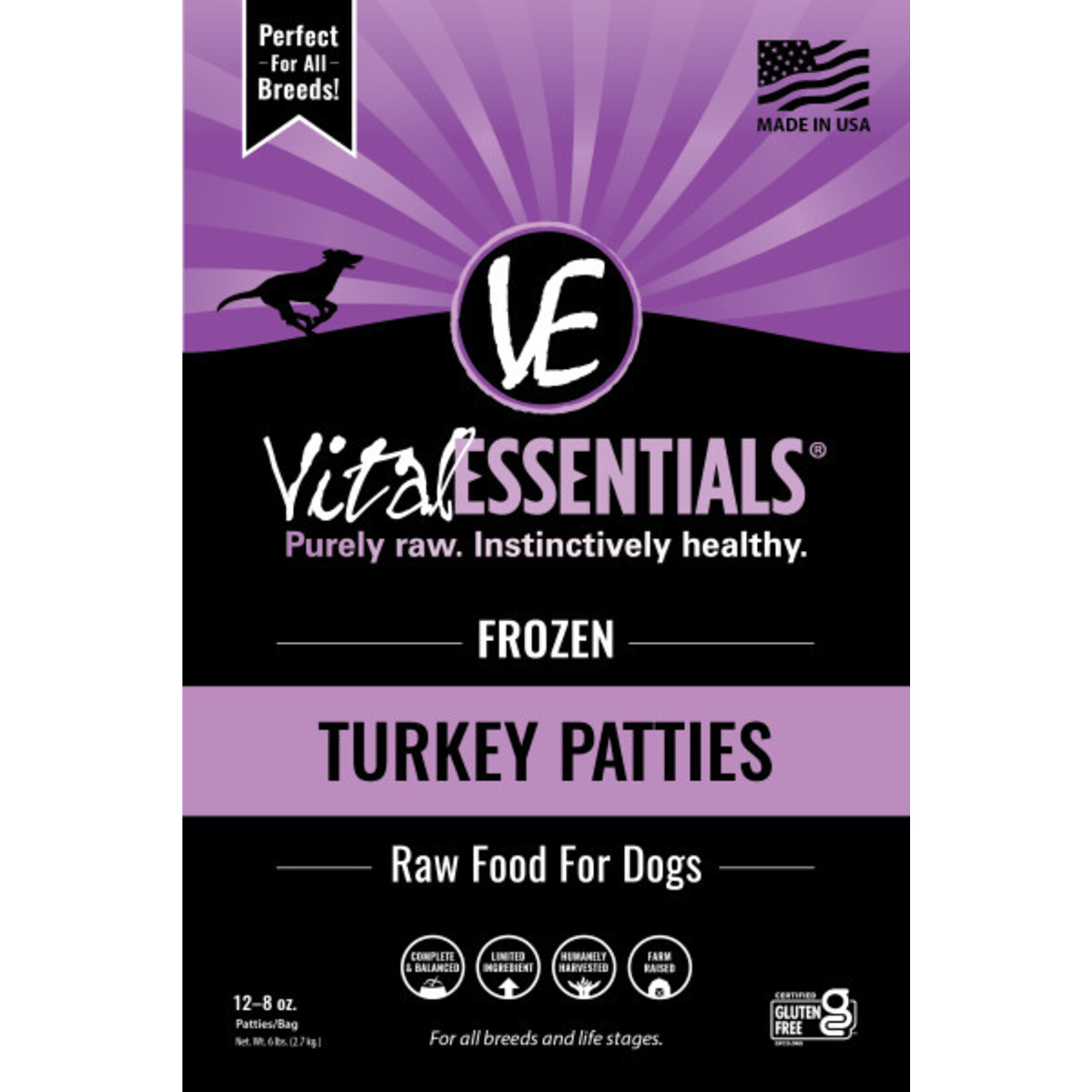 VITAL ESSENTIALS DOG TURKEY PATTIES FROZEN 6LB
