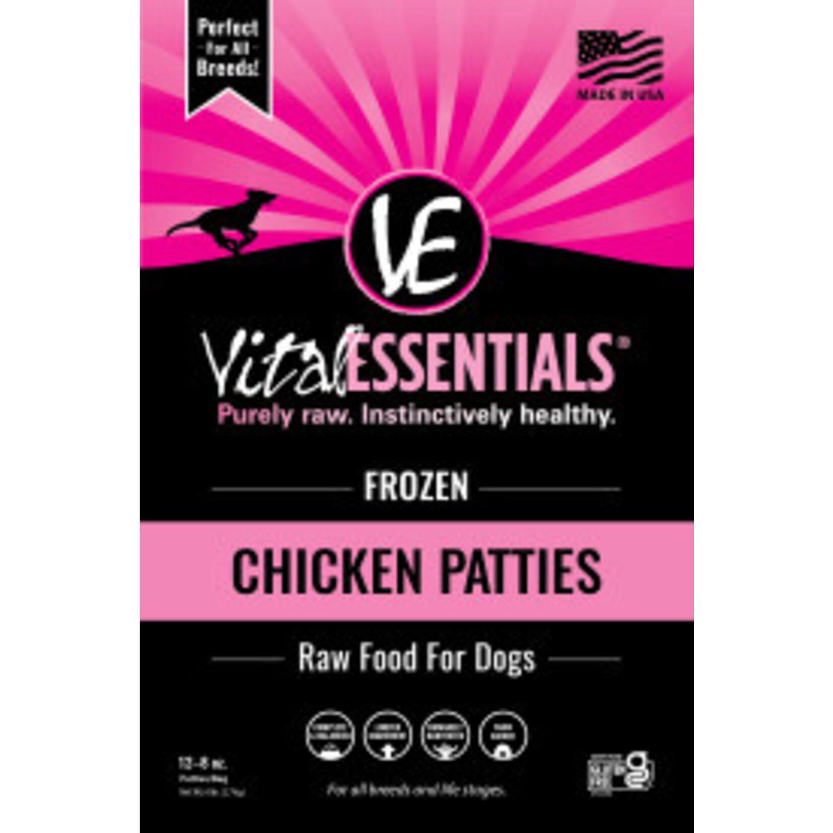 VITAL ESSENTIALS DOG CHICKEN PATTIES FROZEN 6LB