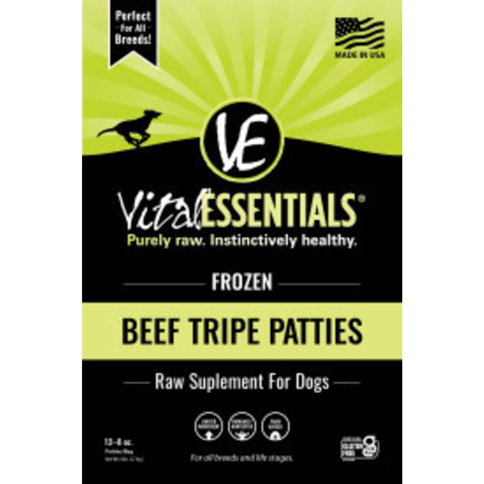 VITAL ESSENTIALS DOG BEEF TRIPE PATTIES FROZEN 6LB