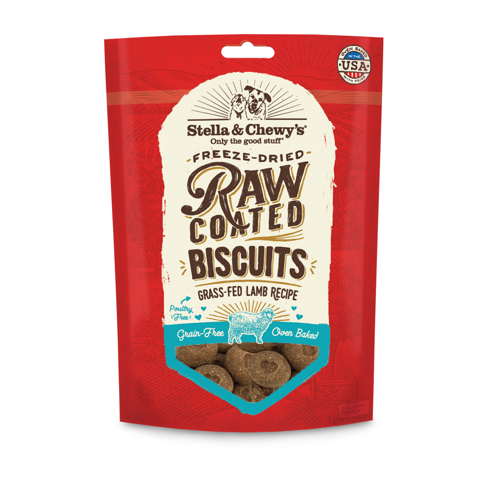 STELLA & CHEWY'S DOG RAW COATED GRASS FED LAMB BISCUITS TREAT 9OZ