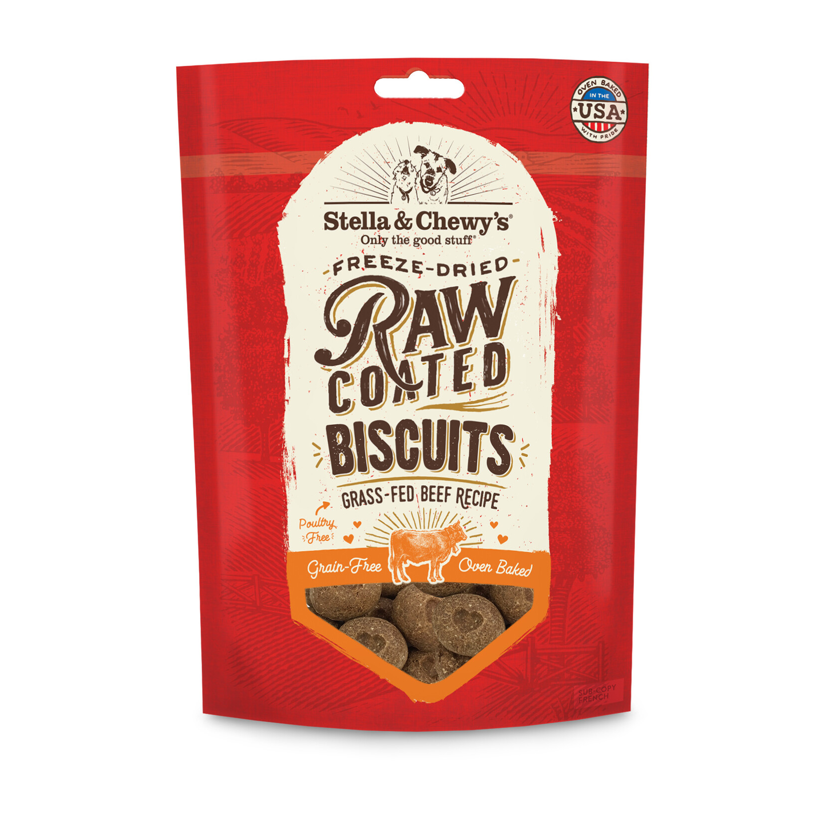 STELLA & CHEWY'S DOG RAW COATED GRASS FED BEEF BISCUITS TREAT 9OZ