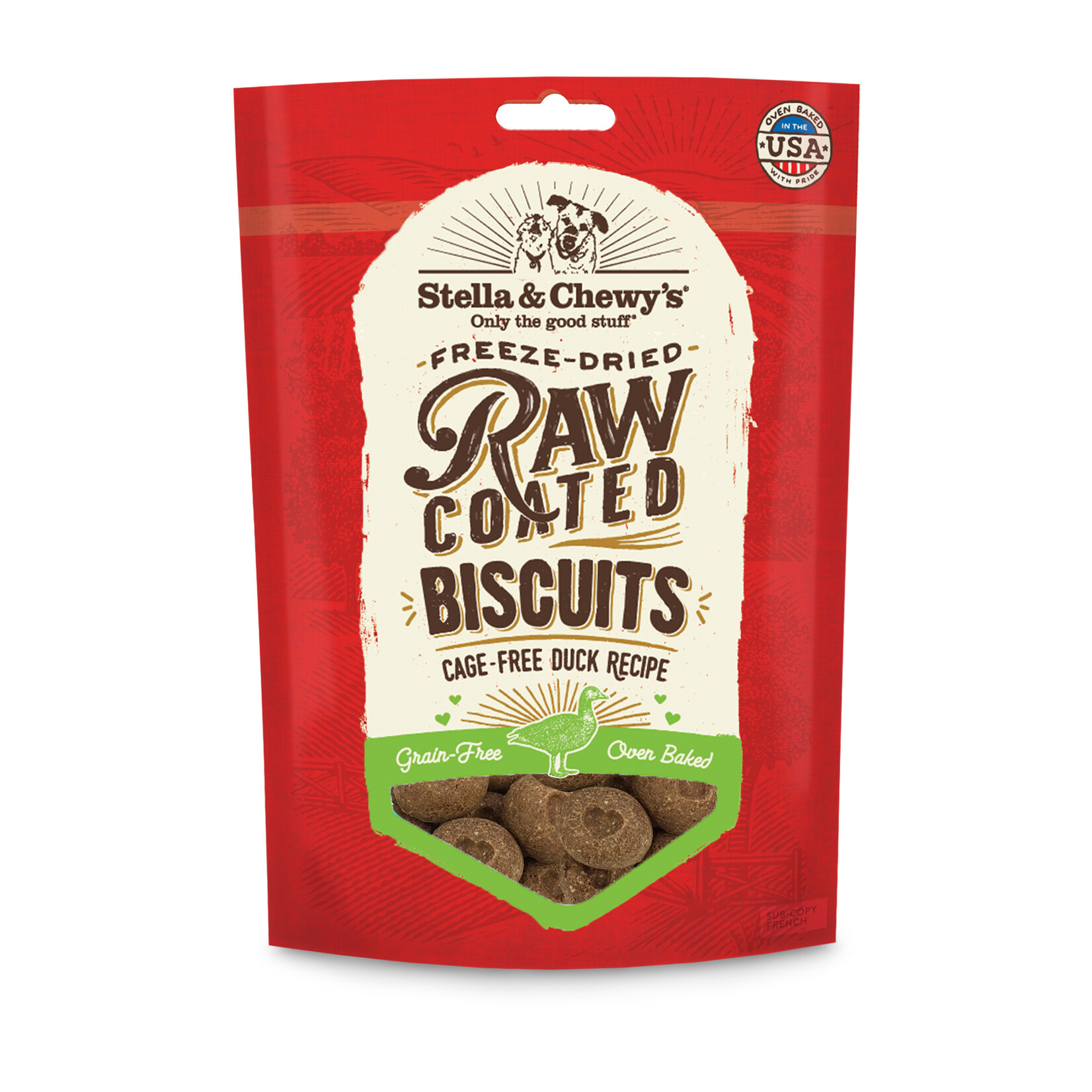 STELLA & CHEWY'S DOG RAW COATED CAGE FREE DUCK BISCUITS TREAT 9OZ
